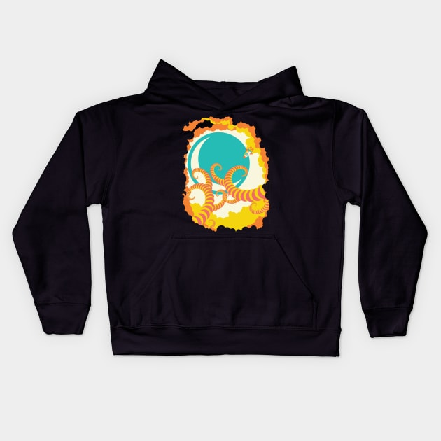 Retro design of flying space shuttle Kids Hoodie by AnnArtshock